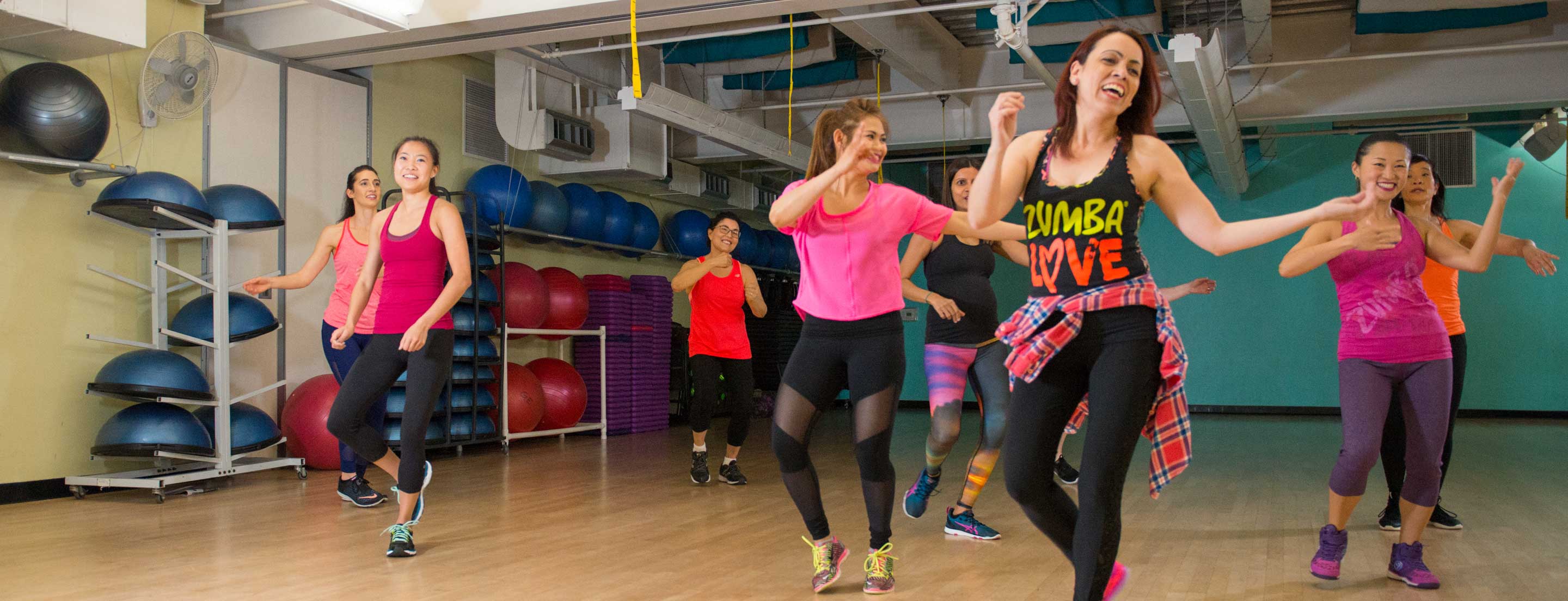 women in a group exercise class