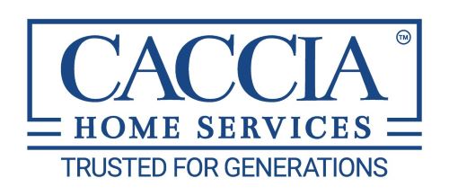 May contain a dark blue logo with the words "CACCIA", "HOME SERVICES", and "TRUSTED FOR GENERATIONS".
